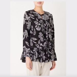 Thakoon Addition SILK Flared-Hem Peasant Blouse